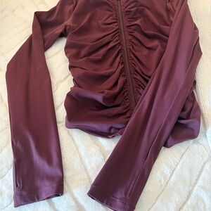 Lightweight Vitality Jacket Ruched Long Sleeve  in Burgundy size Large